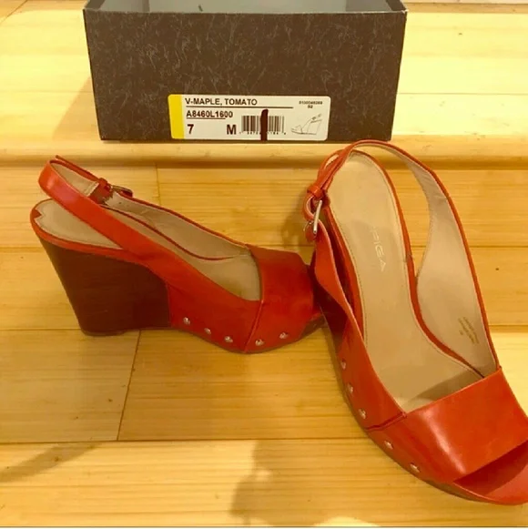 Via Spiga Red Wedge Sandals - Picture 2 of 2
